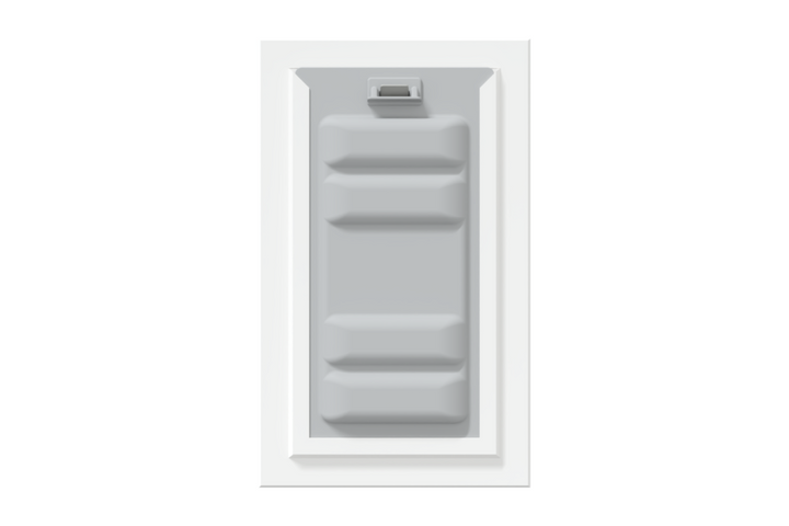 Front view of a white Endura Flap double flap wall mount pet door with the locking cover. This shows the added security of this wall dog door.