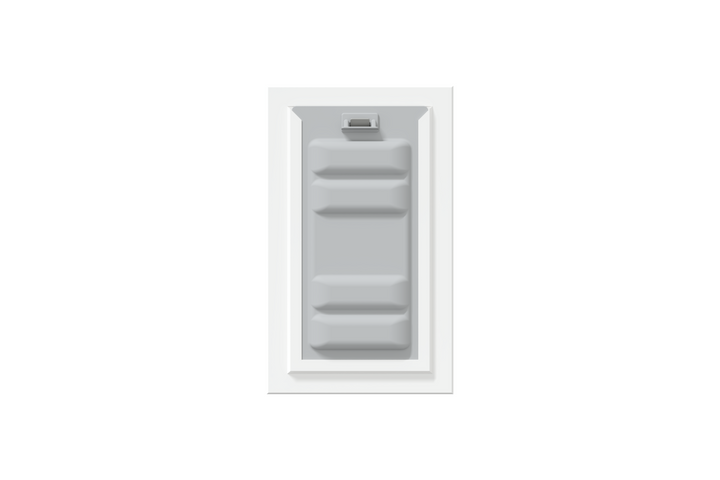 Front view of a white Endura Flap dog door for wall, shown with the included locking cover. This secure wall dog door provides peace of mind and energy efficiency.