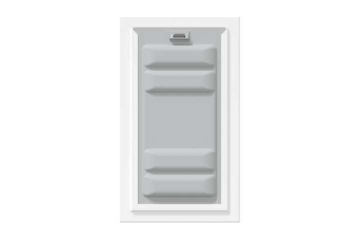 Front view of a white Endura Flap double flap wall mount pet door with the locking cover. This shows the added security of this wall dog door.