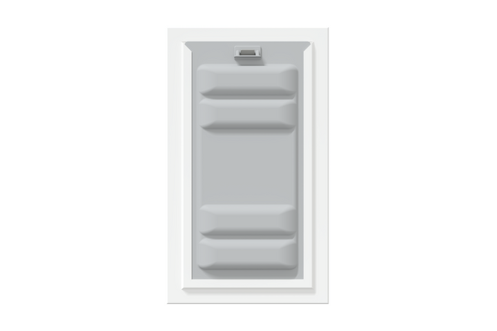Front view of a white Endura Flap single flap wall mount pet door with the locking cover. This highlights the security of this endura flap.