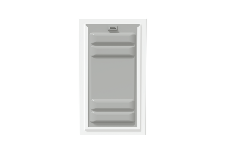 Front view of a white Endura Flap single flap wall mount pet door with the locking cover attached. This shows the security of this endura flap.