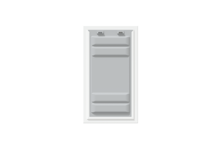 Front view of a white Endura Flap single flap wall mount pet door with the locking cover. This highlights the security of this endura flap.