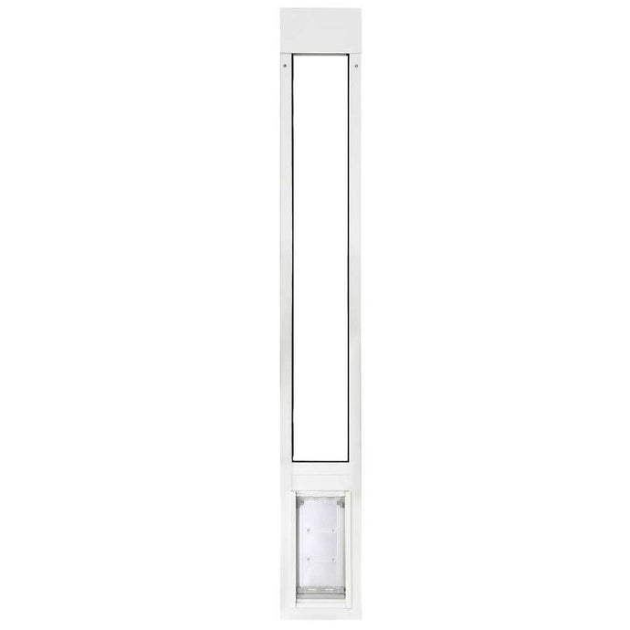 White sliding glass door pet door insert._Color_White